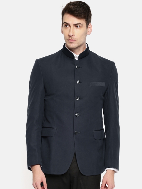 

Couture Cut Navy Blue Slim Fit Solid Single-Breasted Formal Blazer