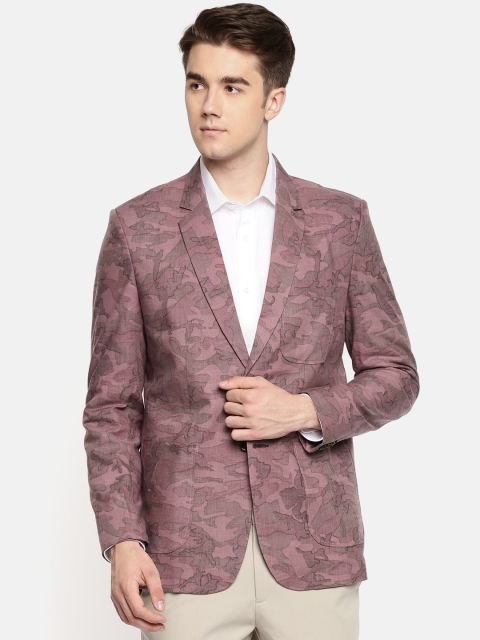 

Couture Cut Men Magenta Printed Slim Fit Single-Breasted Blazer