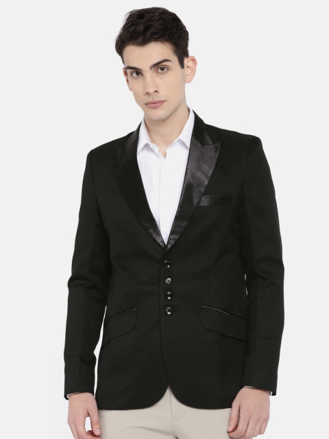 

Couture Cut Men Black Slim Fit Self-Striped Tuxedo