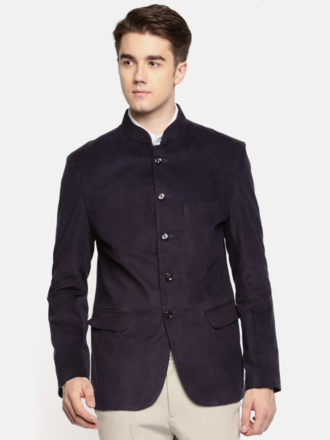 

Couture Cut Men Purple Solid Bandhgala