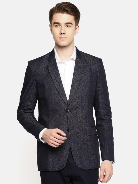 

Couture Cut Navy Blue Slim Fit Printed Single-Breasted Smart Casual Blazer