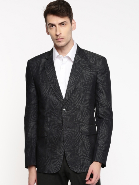 

Couture Cut Black & Grey Printed Single-Breasted Slim Fit Formal Blazer