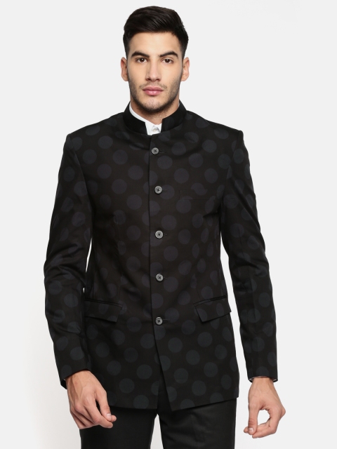 

Couture Cut Men Black Printed Slim Fit Bandhgala