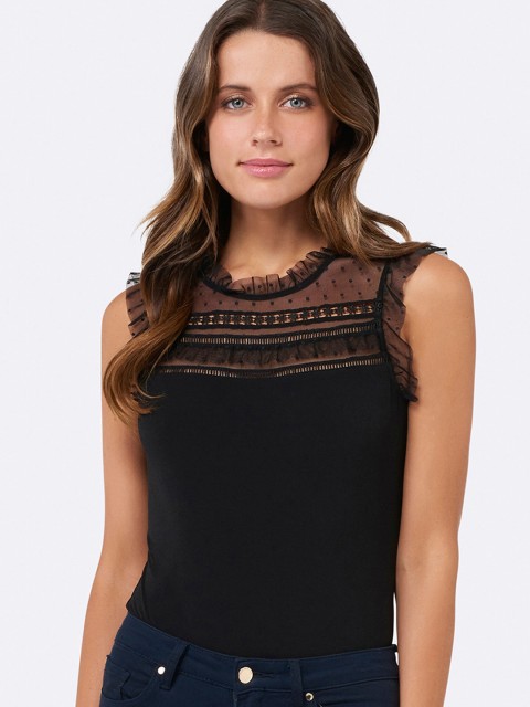 

Forever New Women Black Solid Fitted Top
