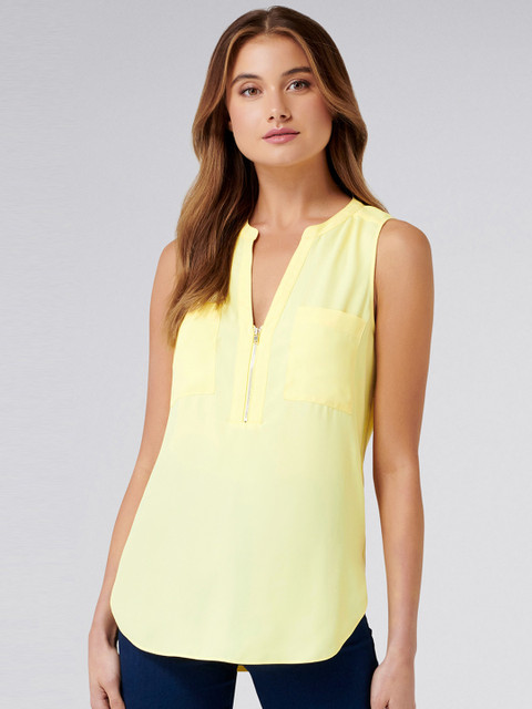 

Forever New Women Yellow Solid A-Line Top