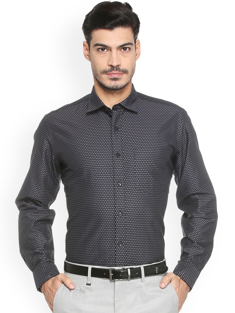 

Van Heusen Men Black & Silver-Toned Regular Fit Printed Formal Shirt
