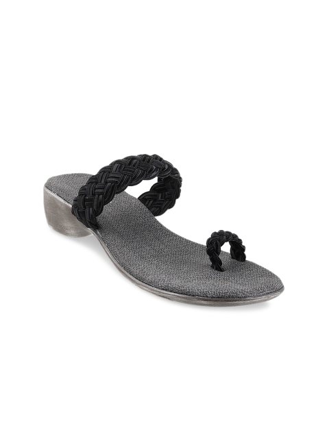 

Mochi Women Black Solid Synthetic One Toe Flats