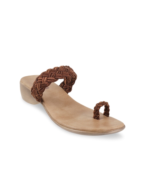 

Mochi Women Brown Solid Synthetic One Toe Flats