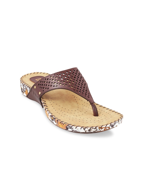 

Mochi Women Brown Printed Synthetic T-Strap Flats