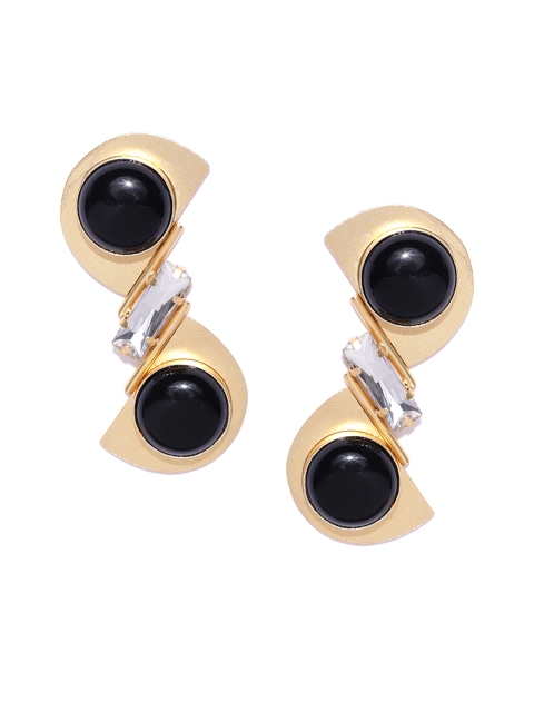 

Blueberry Black Gold-Plated Contemporary Drop Earrings
