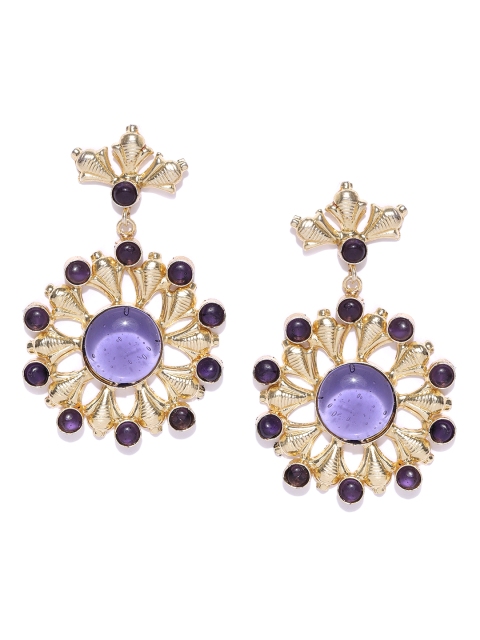 

Blueberry Purple Gold-Plated Circular Drop Earrings