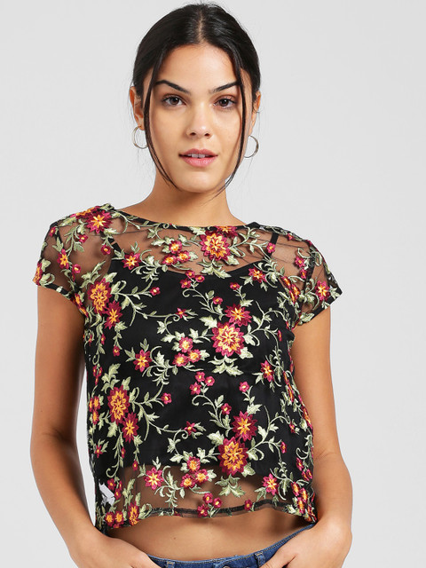 

Zink London Women Black Self Design Top