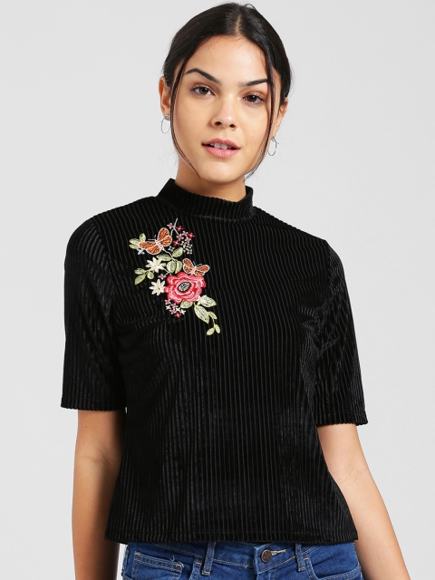

Zink London Women Black Self Design Top