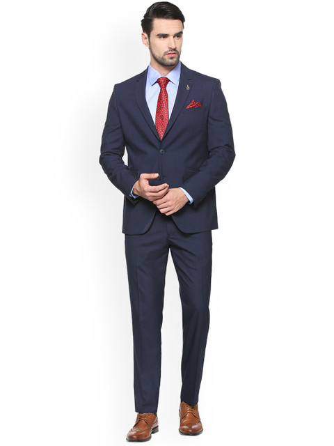 

Van Heusen Men Navy Blue Solid Slim Single-Breasted Formal Suit