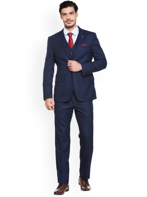 

Van Heusen Men Navy Solid Slim Fit Single-Breasted Formal Suit, Navy blue