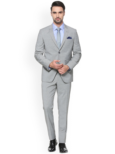 

Van Heusen Men Grey Slim Self-Design Single-Breasted Formal Suit