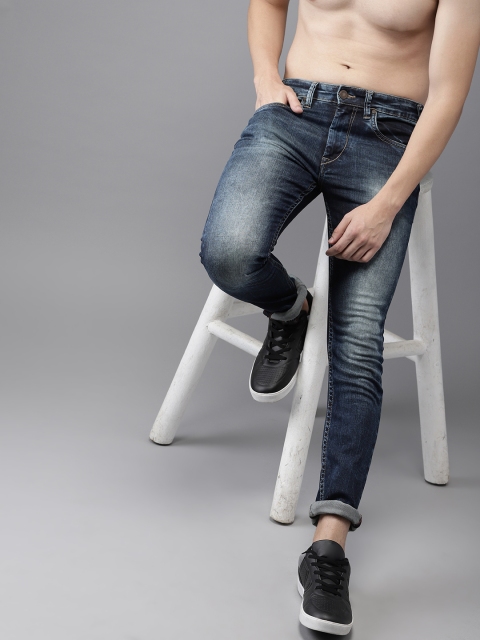 

HERE&NOW Men Blue Slim Fit Mid-Rise Clean Look Stretchable Jeans