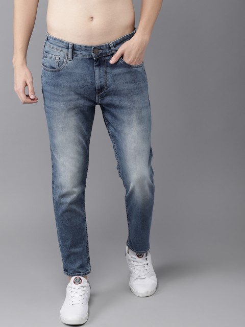 

HERE&NOW Men Blue Slim Fit Mid-Rise Clean Look Stretchable Cropped Jeans