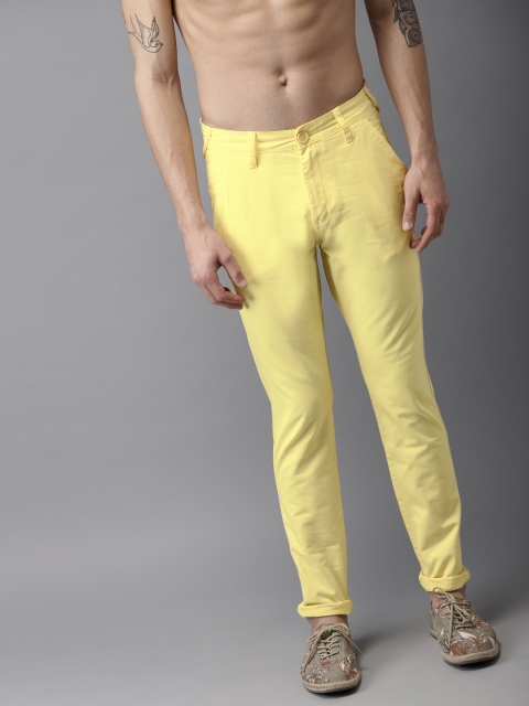 

Moda Rapido Men Yellow Slim Fit Solid Chinos