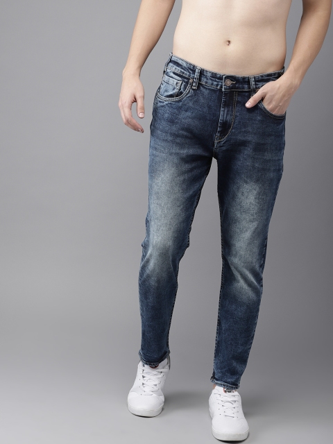 

HERE&NOW Men Blue Slim Fit Mid-Rise Clean Look Stretchable Cropped Jeans
