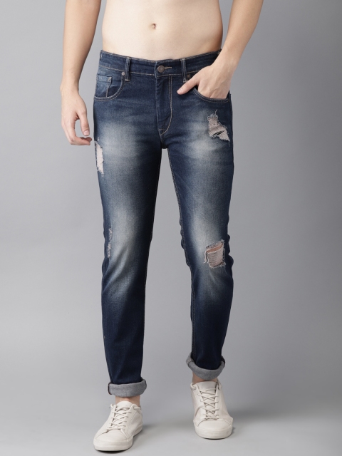 

HERE&NOW Men Blue Slim Fit Mid-Rise Mildly Distressed Stretchable Jeans
