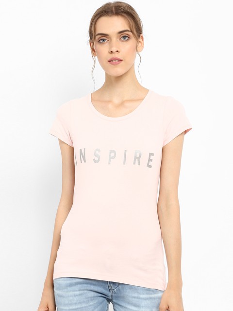

Mode by Red Tape Women Pink Printed Round Neck T-shirt