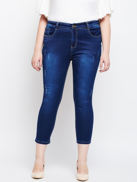 

ZUSH Plus Size Women Blue Regular Fit Mid-Rise Low Distress Ankle-Length Stretchable Jeans