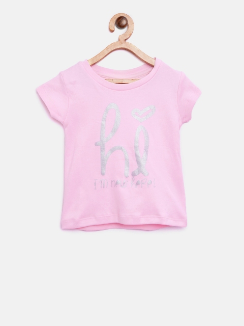 

Gini and Jony Girls Pink Printed Round Neck T-shirt