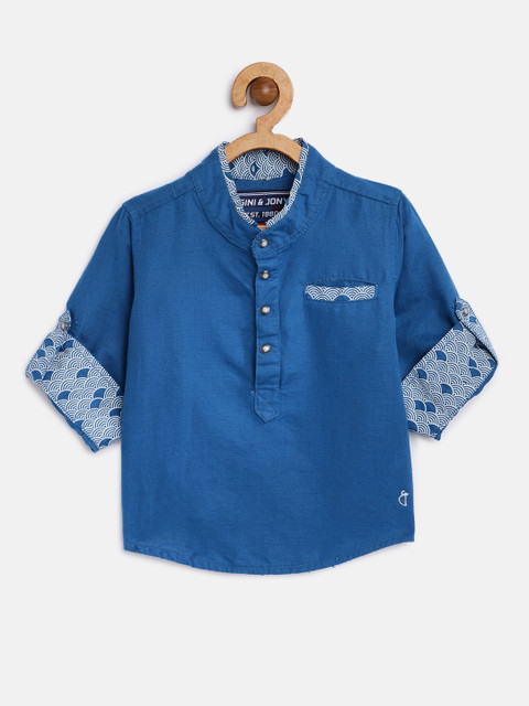 

Gini and Jony Boys Blue Regular Fit Solid Casual Shirt