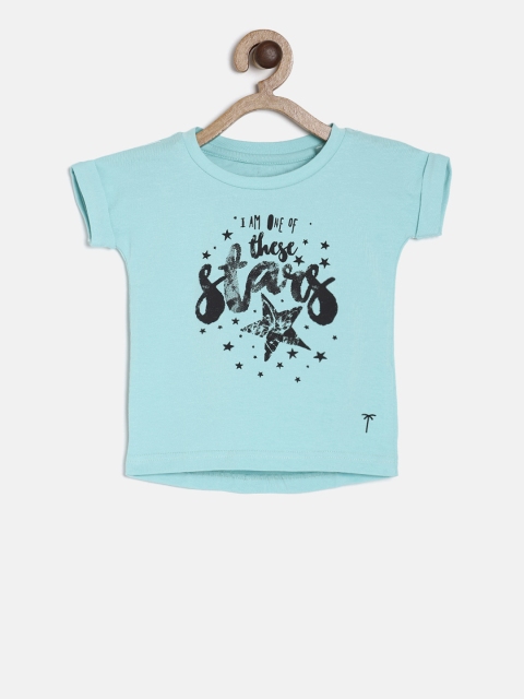 

Palm Tree Girls Blue Printed Round Neck T-shirt