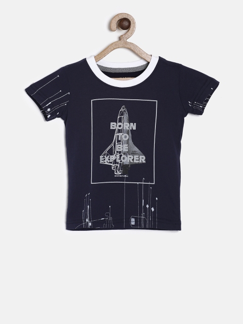 

Gini and Jony Boys Navy Blue Printed T-shirt