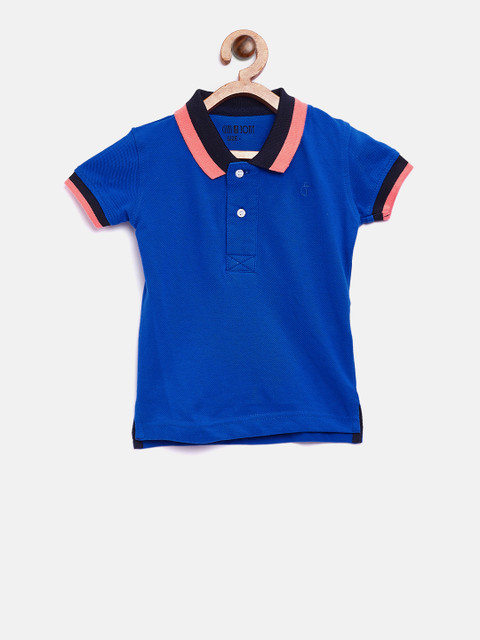 

Gini and Jony Boys Blue Solid Polo Collar T-shirt