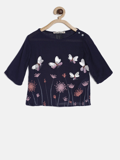 

Palm Tree Girls Navy Blue Printed Top