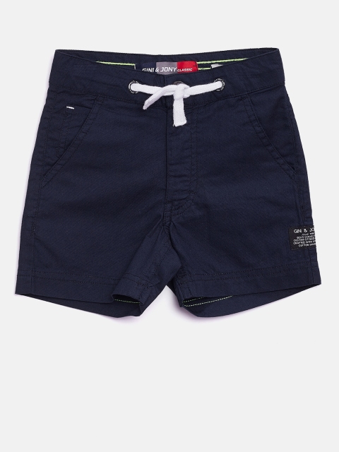 

Gini and Jony Boys Navy Blue Solid Regular Fit Shorts