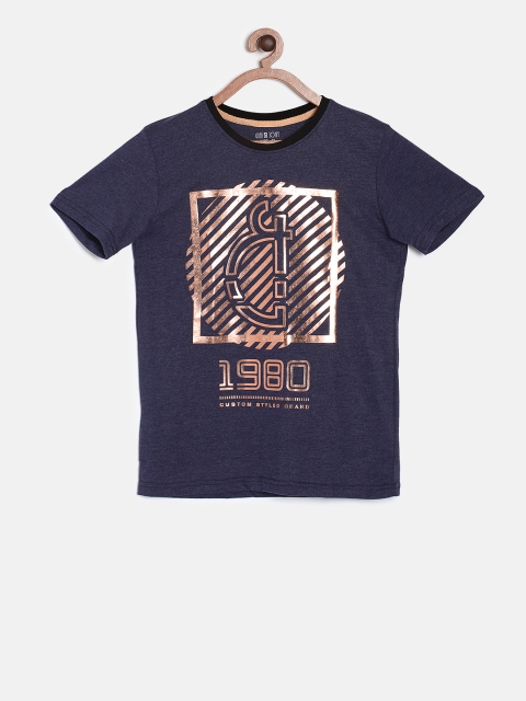 

Gini and Jony Boys Navy Blue Printed Round Neck T-shirt