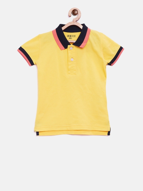 

Gini and Jony Boys Yellow Solid Polo Collar T-shirt