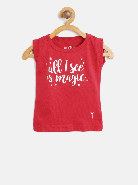 

Palm Tree Girls Red Printed Round Neck Pure Cotton T-shirt