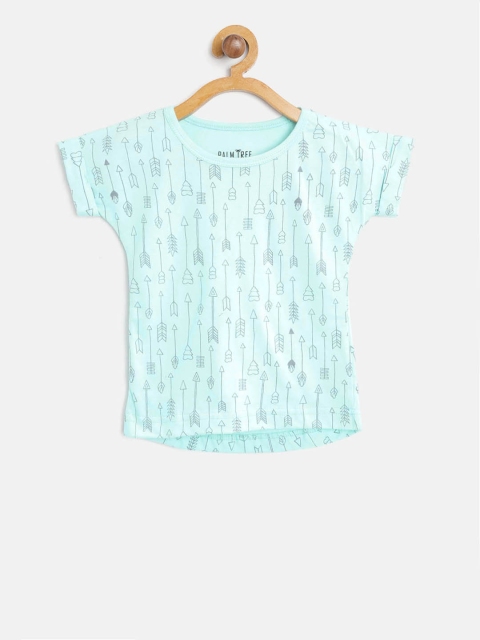 

Palm Tree Girls Blue & Grey Printed Pure Cotton Top