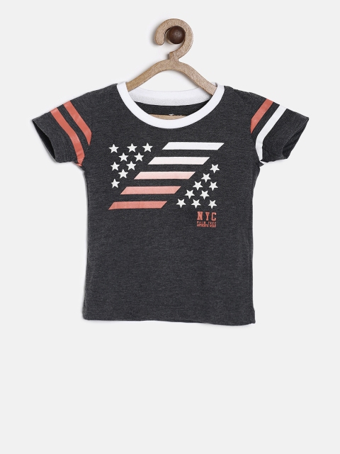 

Palm Tree Boys Charcoal Grey Printed Round Neck T-shirt