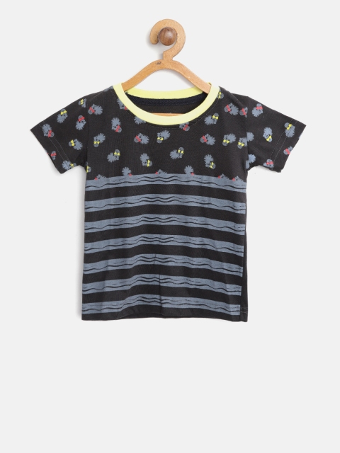 

Palm Tree Boys Black & Grey Striped Round Neck T-shirt