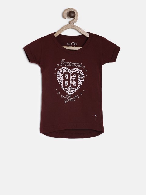 

Palm Tree Girls Maroon Printed Tshirt