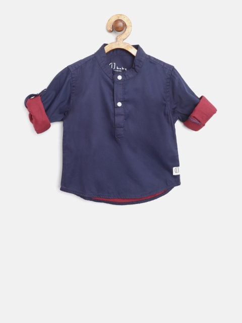 

Gini and Jony Boys Navy Blue Regular Fit Solid Casual Shirt