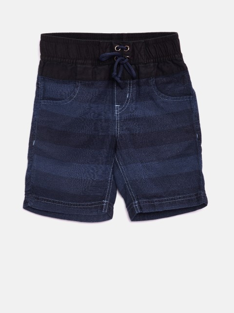 

Gini and Jony Boys Navy Blue Striped Regular Fit Chambray Shorts