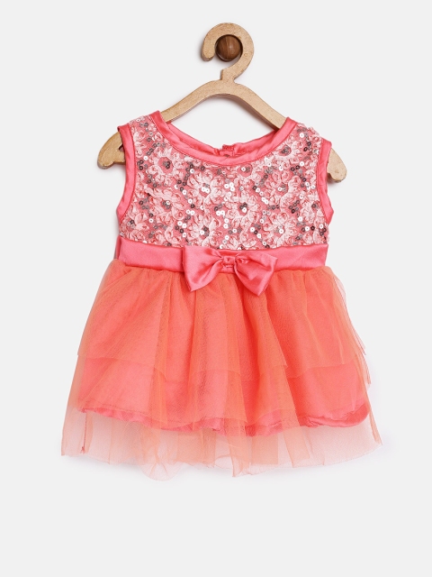 

Gini and Jony Girls Peach-Coloured Embellished Fit and Flare Dress