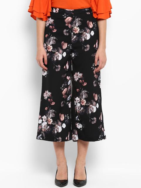 

Park Avenue Women Black Regular Fit Printed Culottes