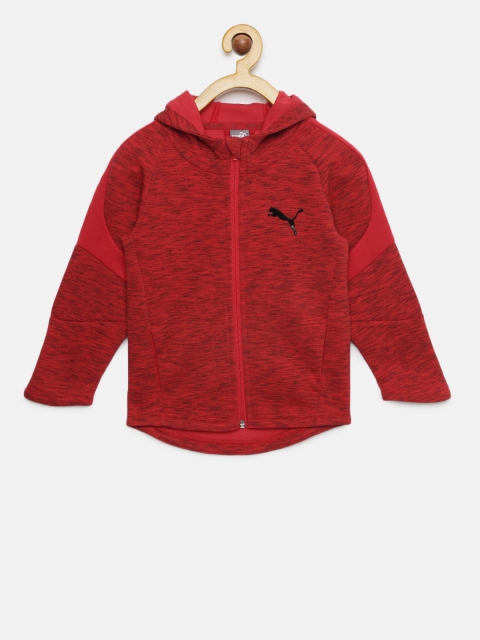 

Puma Boys Red Solid Open Front Evostripe FZ Hoody Jacket