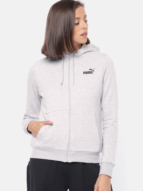 

Puma Women Grey Melange ELEVATED ESS Collegiate FZ Hoody Solid Sporty Jacket