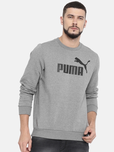 

Puma Men Grey Melange ESS Logo Crew Big Logo Sweatshirt