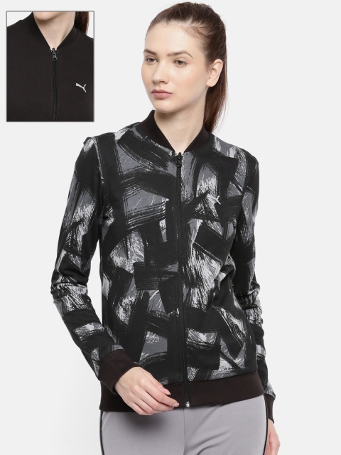 

Puma Women Black Slim Fit Printed Reversible AOP Sporty Jacket