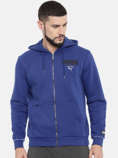 

Puma Men Blue Solid Athletics FZ Regular Fit Hooded Sweatshirt